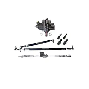 4wd steering rack kit with black components and silver accents.