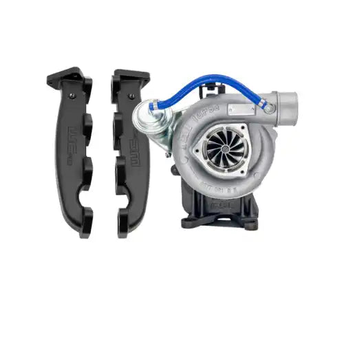 Aftermarket performance turbocharger kit with exhaust manifolds