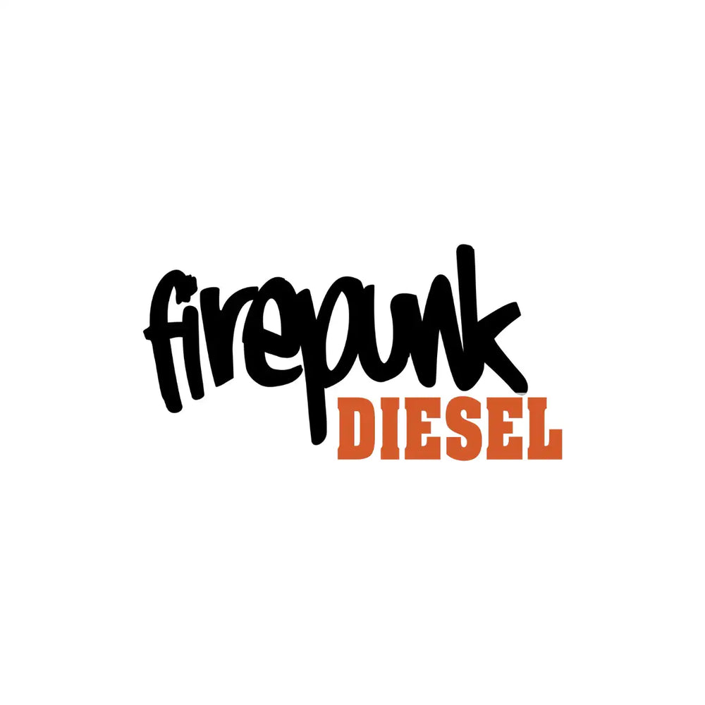 Black and orange ’firepunk diesel’ logo with stylized script font.