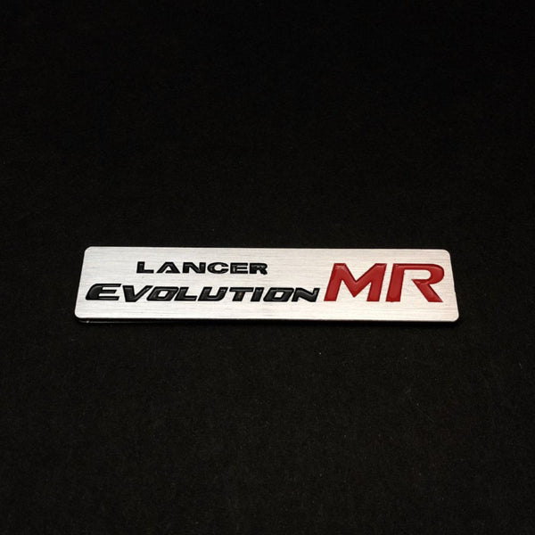 Aluminum Lancer Evolution MR Badge - JD Customs U.S.A