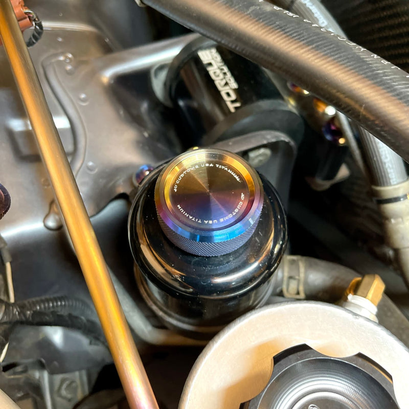 JDC-TI-EVO89-PSCAP-BURNT titanium oil cap