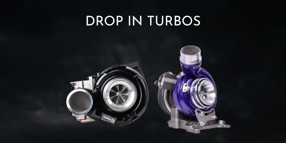 Two high-performance turbochargers for automotive engine upgrades.