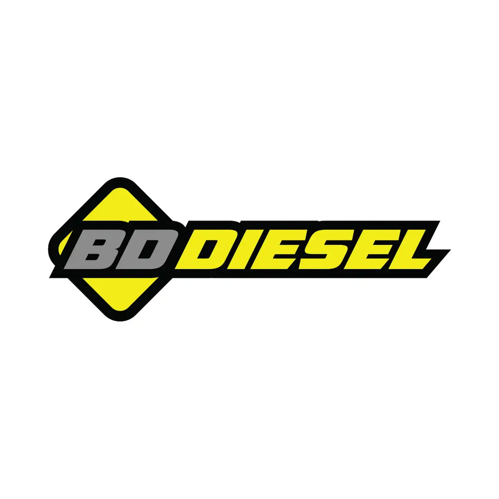 Yellow and black bd diesel logo with bold, stylized lettering.