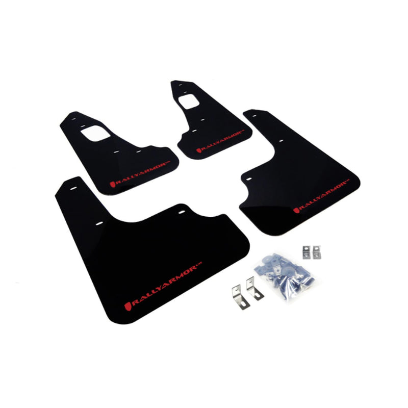 Rally Armor Mud Flaps | 08-17 Mitsubishi Evo X - Black W/ Red Logo - Accessories