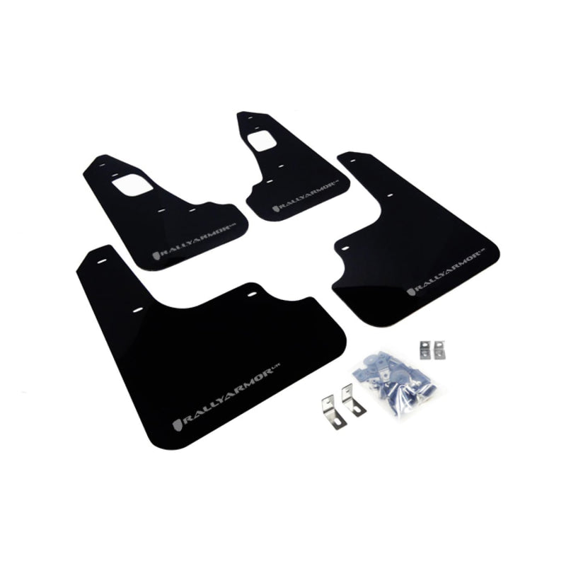 Rally Armor Mud Flaps | 08-17 Mitsubishi Evo X - Black W/ Silver Logo - Accessories