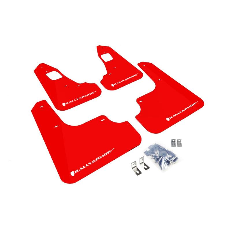 Rally Armor Mud Flaps | 08-17 Mitsubishi Evo X - Red W/ White Logo - Accessories